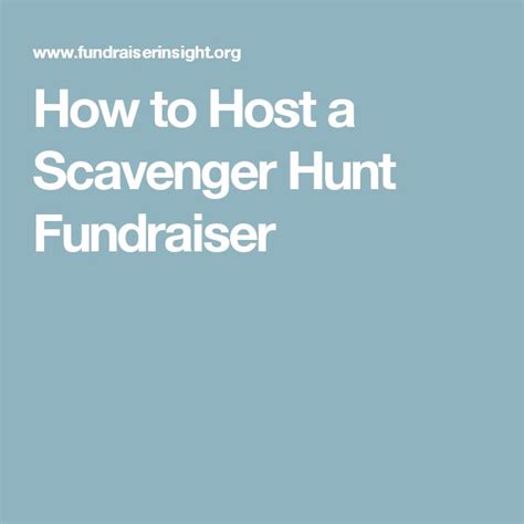 How to Host a Scavenger Hunt Fundraiser.